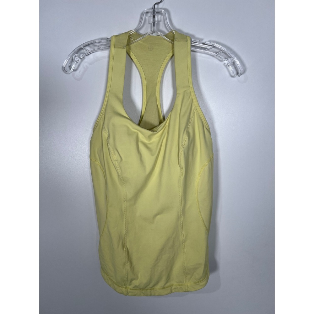 Lululemon Run Stuff Your Bra Tank Yellow Solid Racerback Athletic Top Size 10